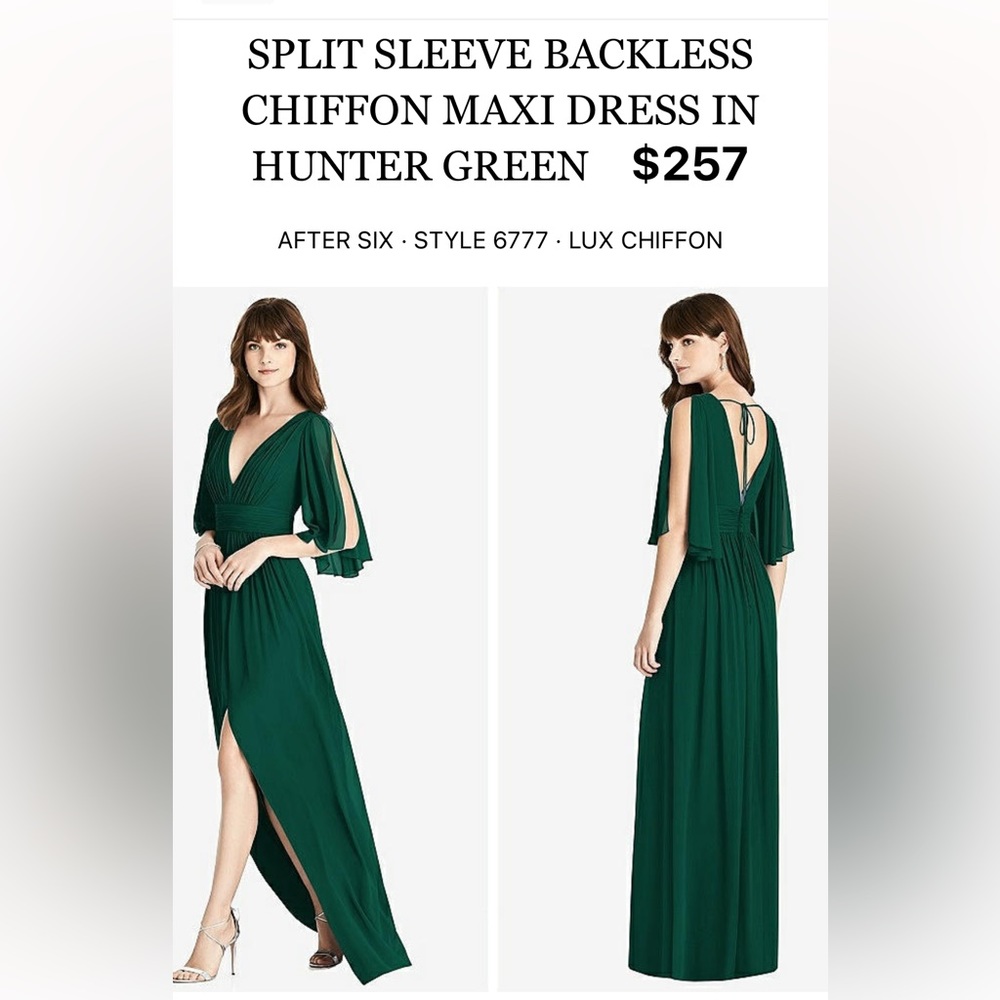 After Six Hunter Green Bridesmaids dress